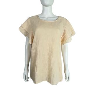 Dokotoo Women’s Cream Butterfly Ruffle Sleeve Blouse